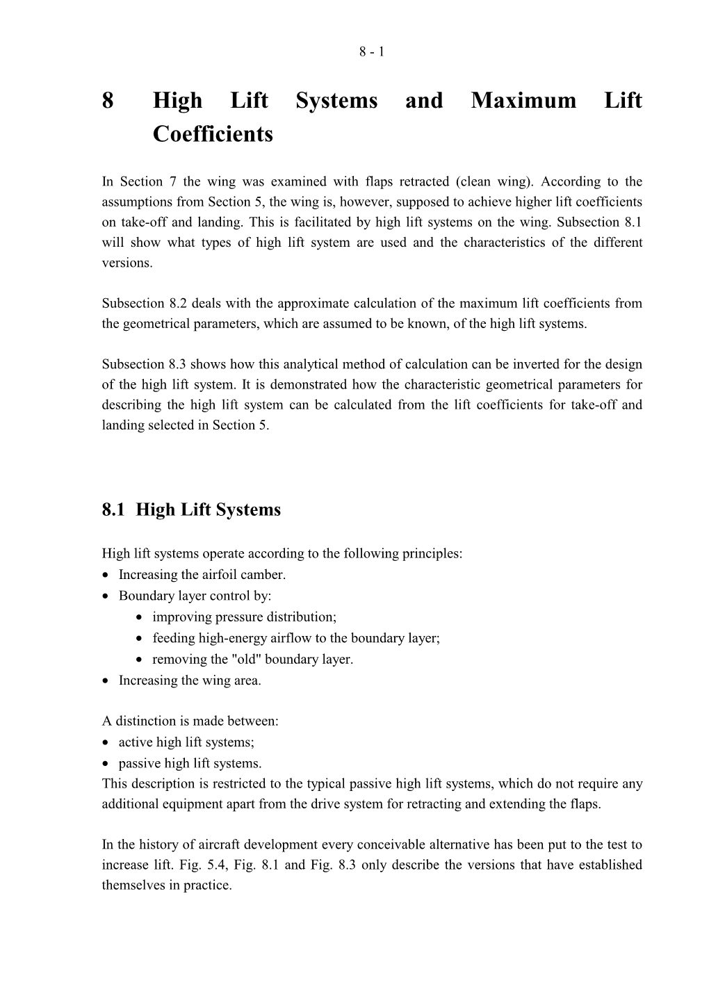 Chapter 8: High Lift Systems and Maximum Lift Coefficients