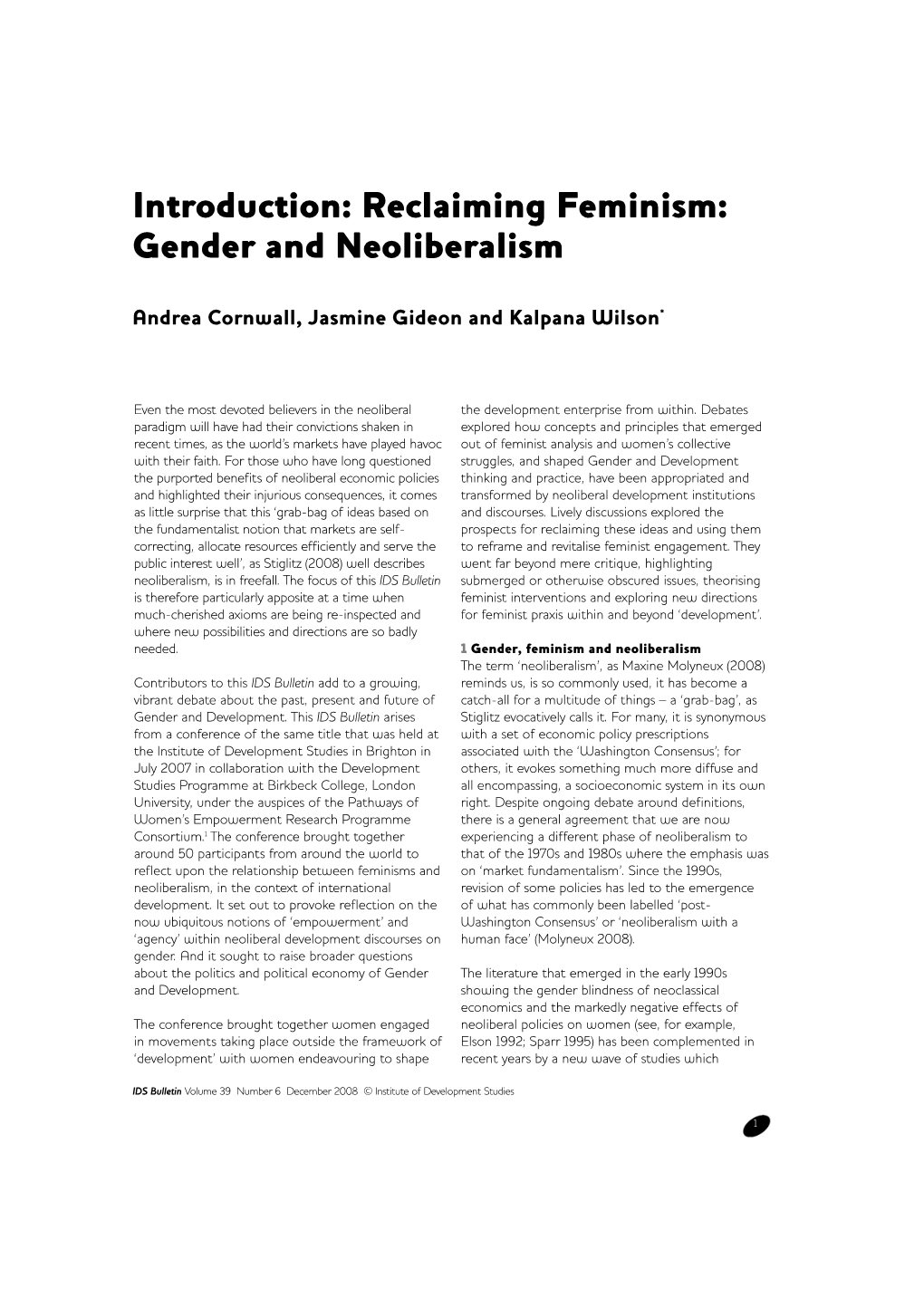 Gender and Neoliberalism