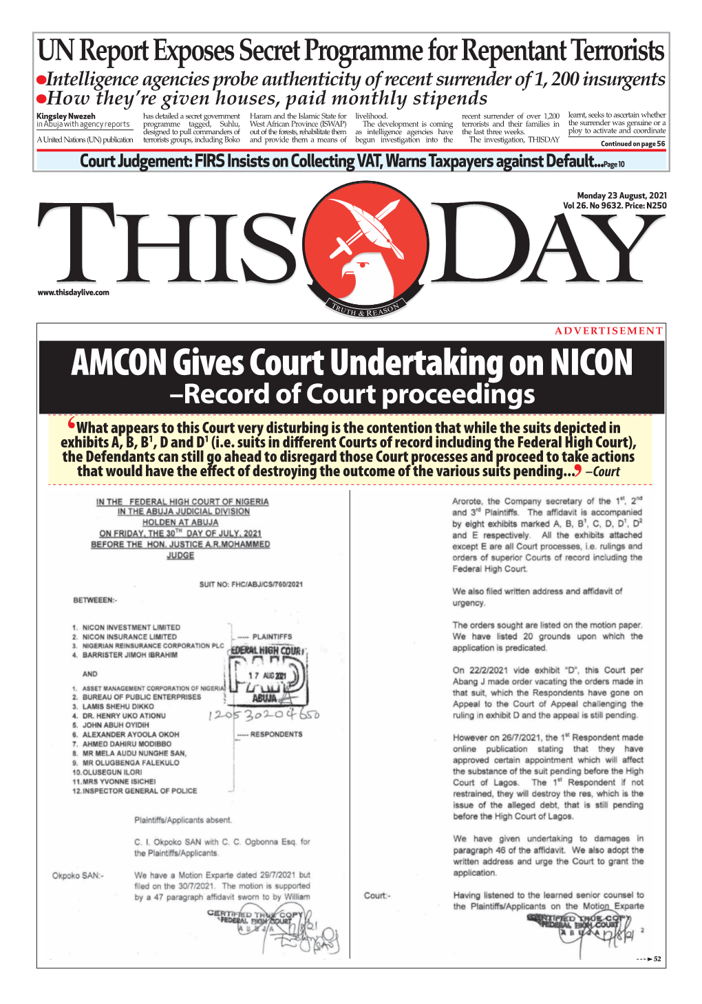 AMCON Gives Court Undertaking on NICON