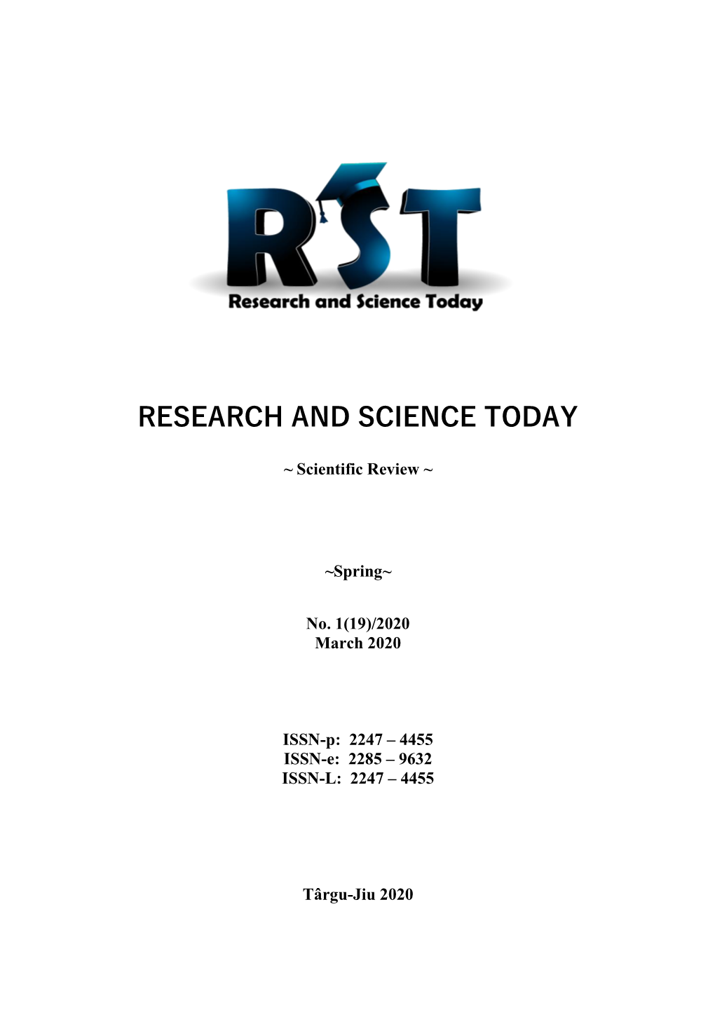 Research and Science Today No. 1(19)