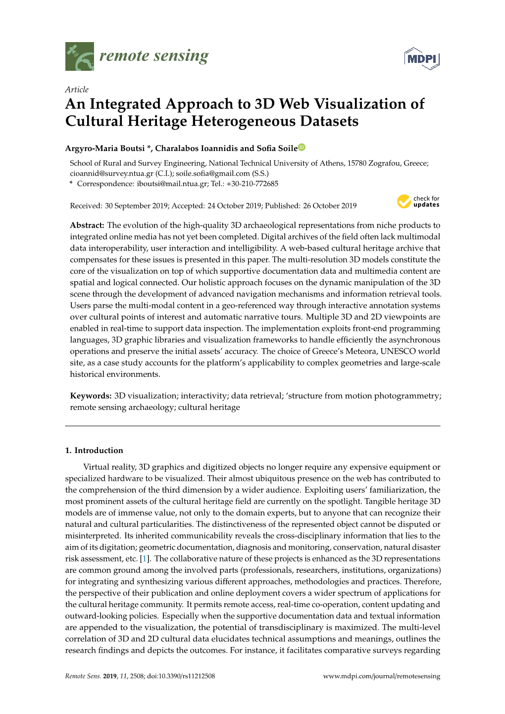 An Integrated Approach to 3D Web Visualization of Cultural Heritage Heterogeneous Datasets