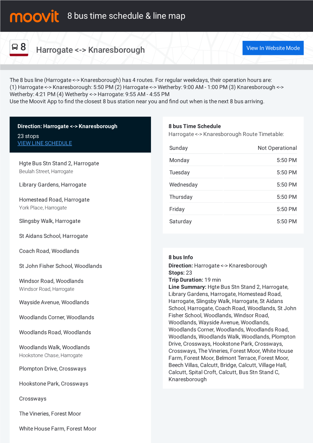 8 Bus Time Schedule & Line Route