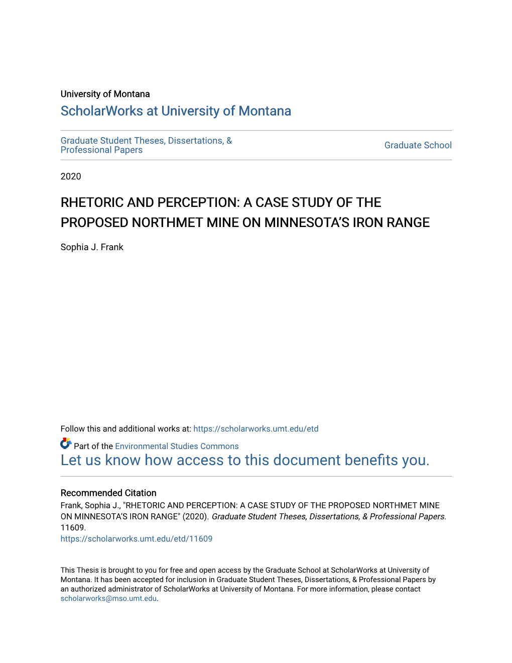 A Case Study of the Proposed Northmet Mine on Minnesota's Iron Range