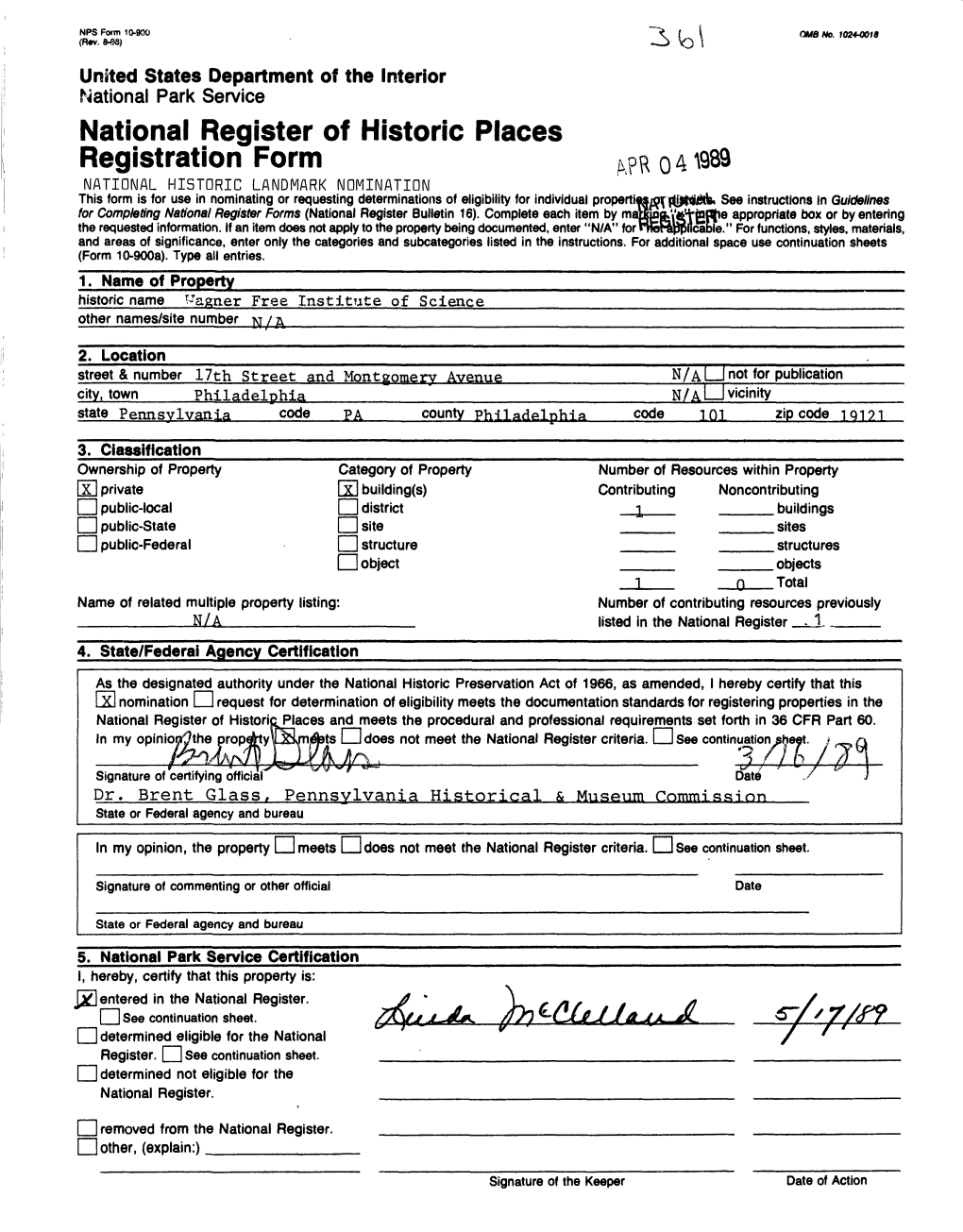 National Register of Historic Places Registration Form Fa S-PL*