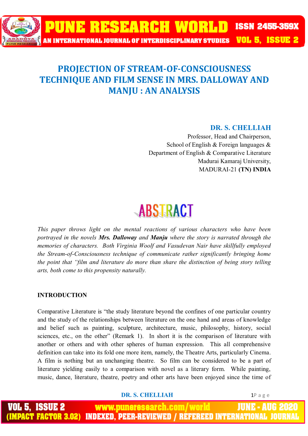 Projection of Stream-Of-Consciousness Technique and Film Sense in Mrs