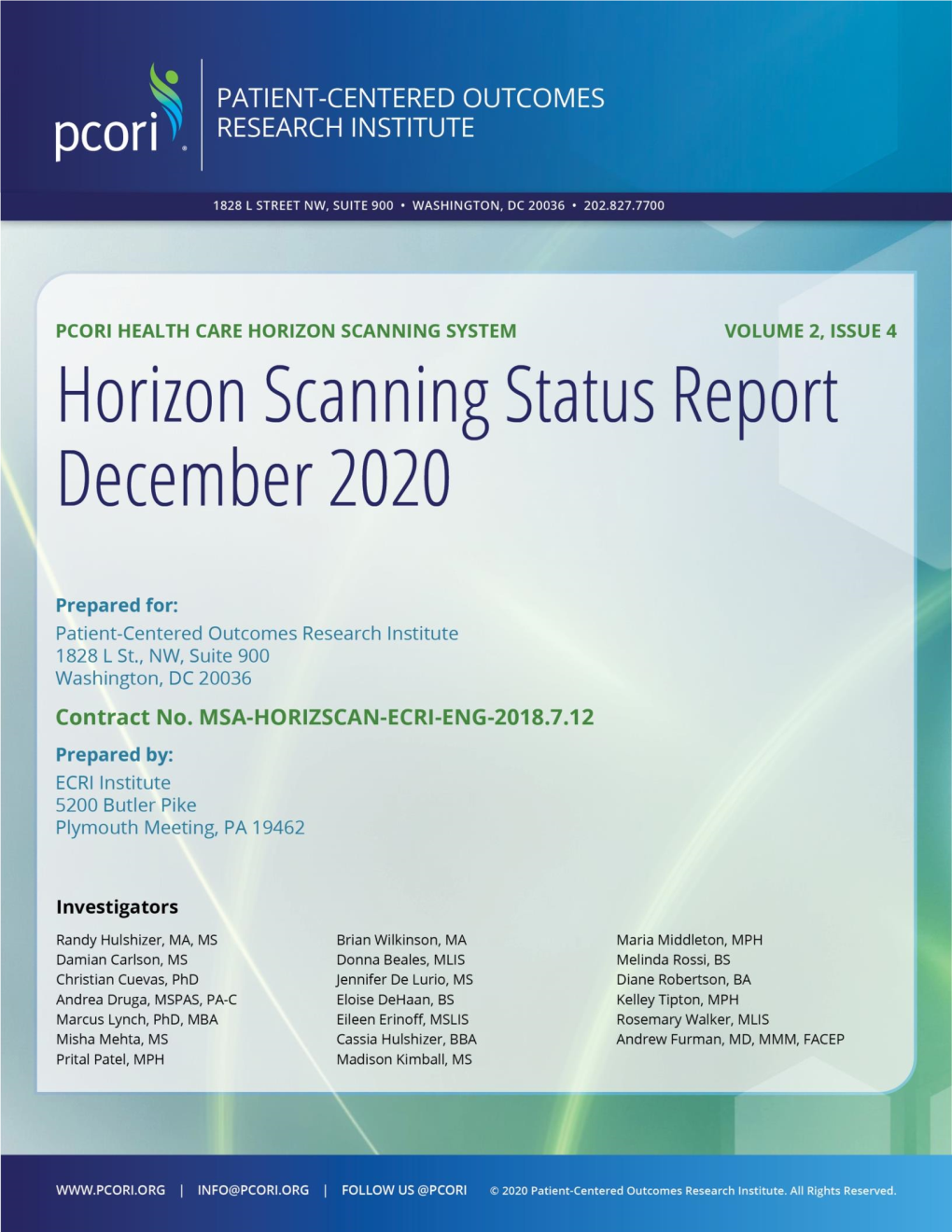 Horizon Scanning Status Report December 2020