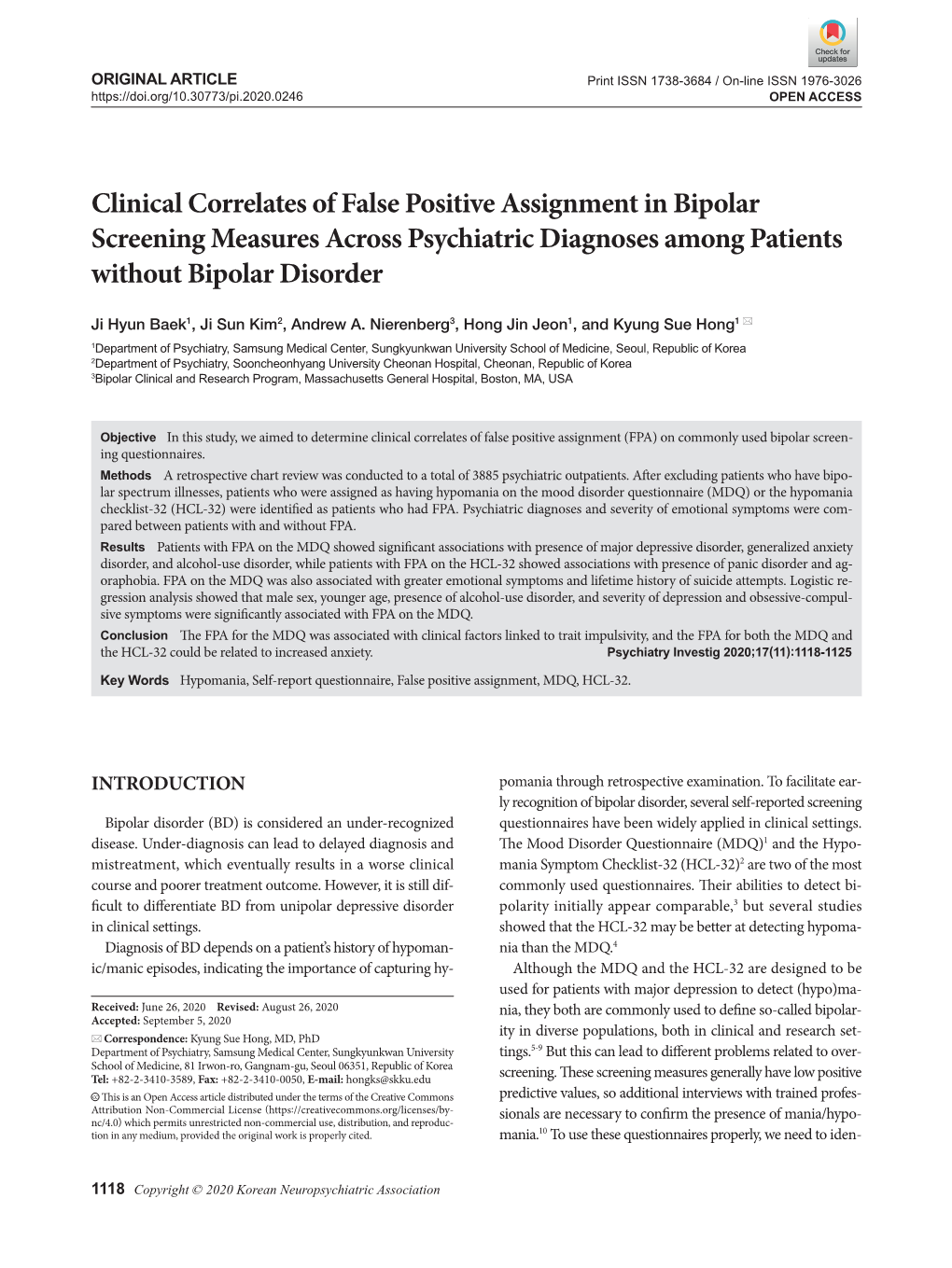 Clinical Correlates of False Positive Assignment in Bipolar Screening Measures Across Psychiatric Diagnoses Among Patients Without Bipolar Disorder