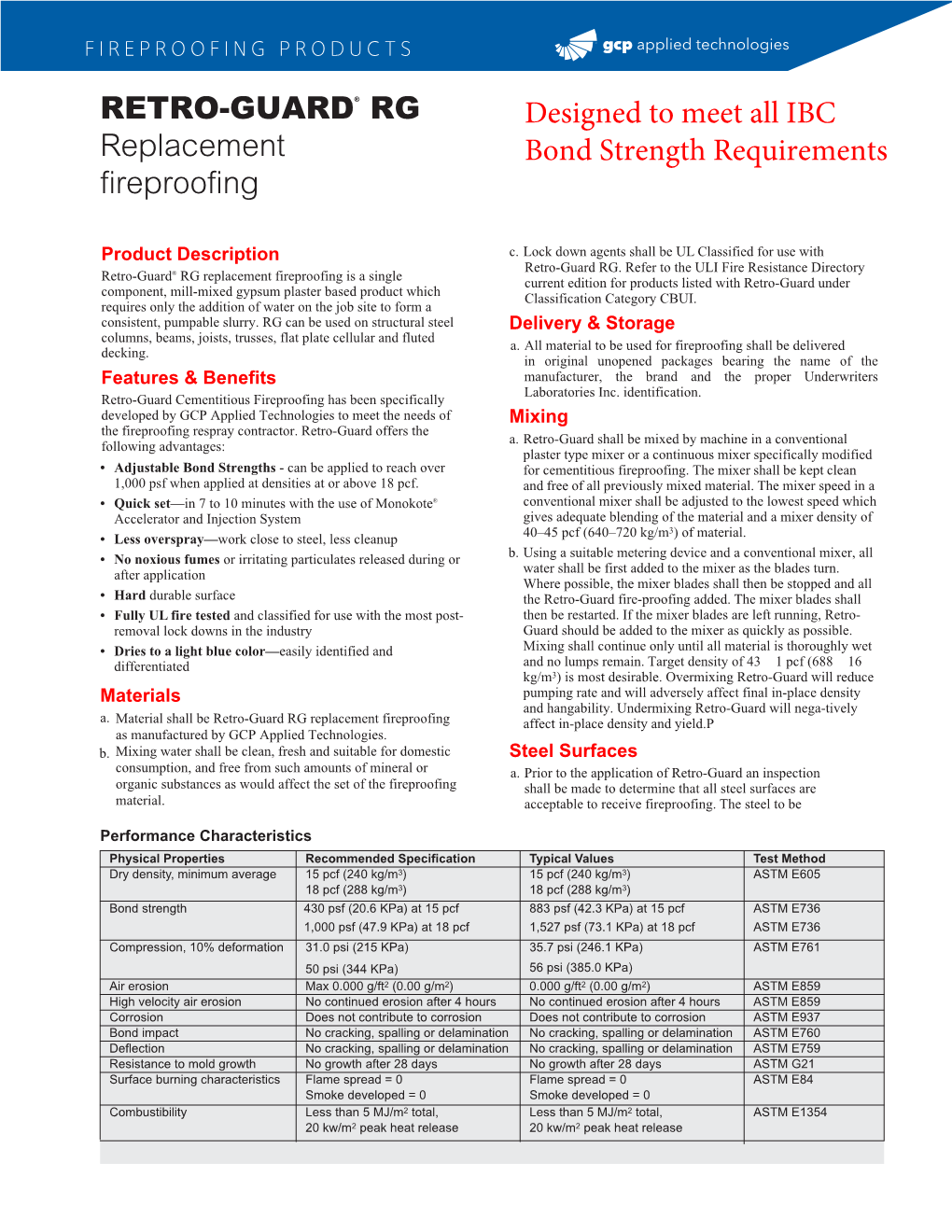 RETRO-GUARD® RG Replacement Fireproofing Designed to Meet All