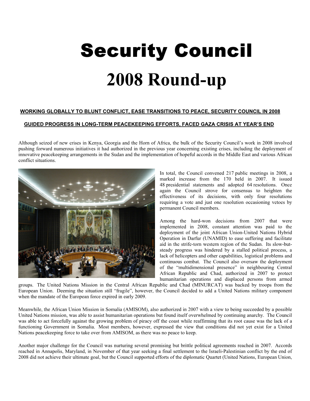 Security Council 2008 Round-Up