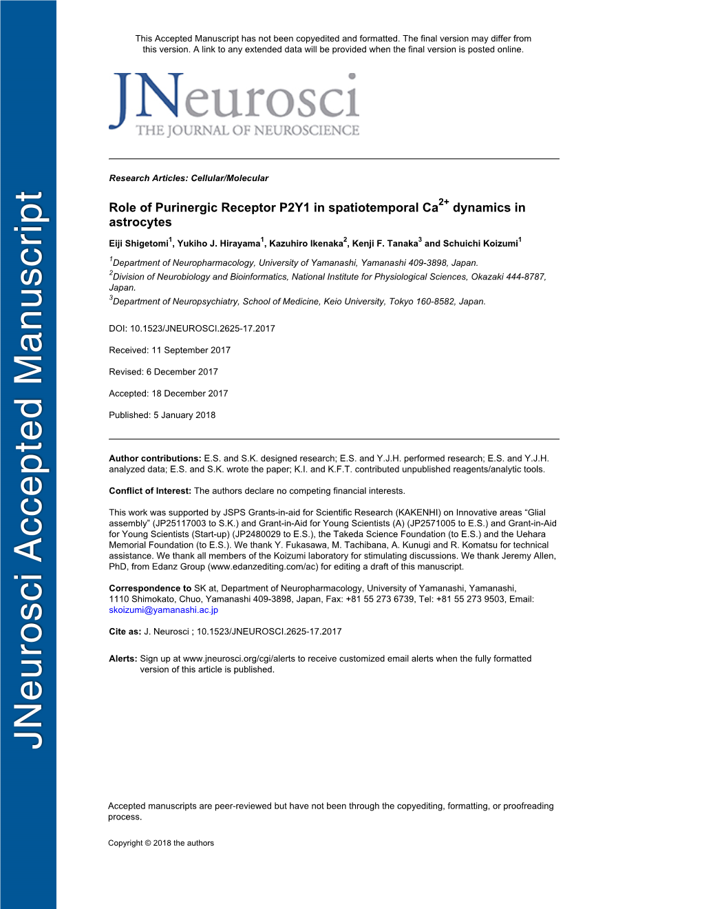 Role of Purinergic Receptor P2Y1 in Spatiotemporal Ca2+ Dynamics in Astrocytes