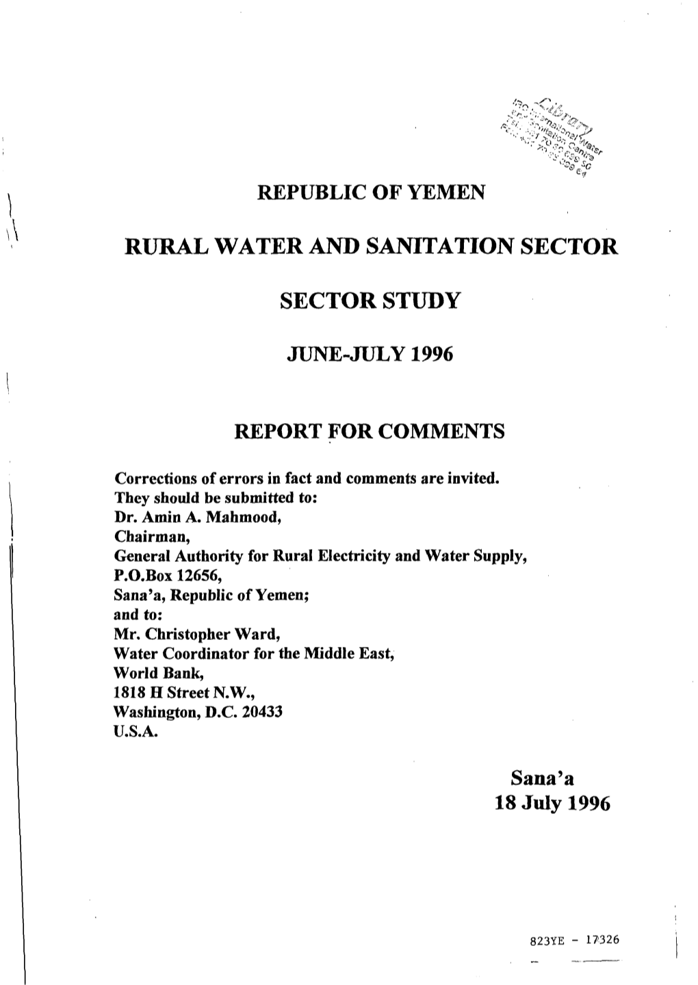 Rural Water and Sanitation Sector Sector Study