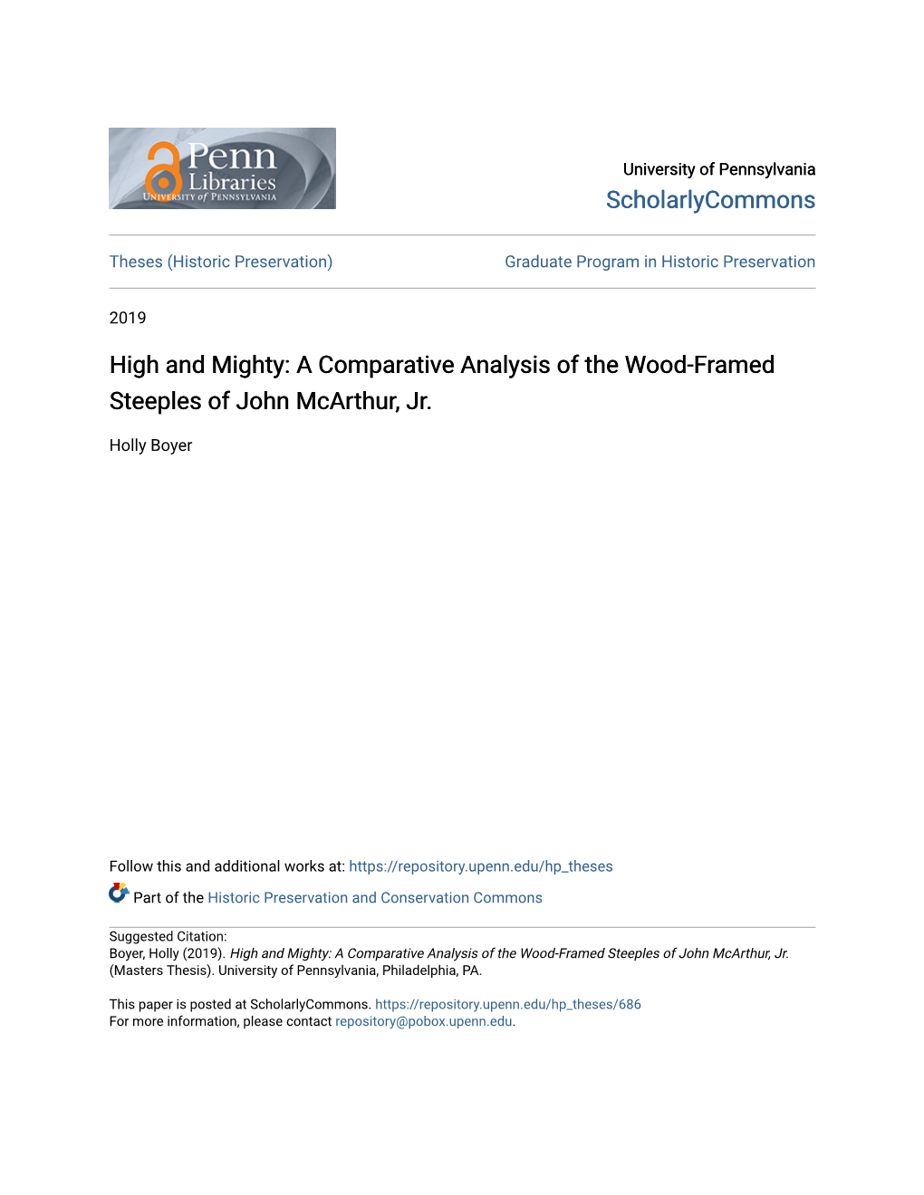 A Comparative Analysis of the Wood-Framed Steeples of John Mcarthur, Jr