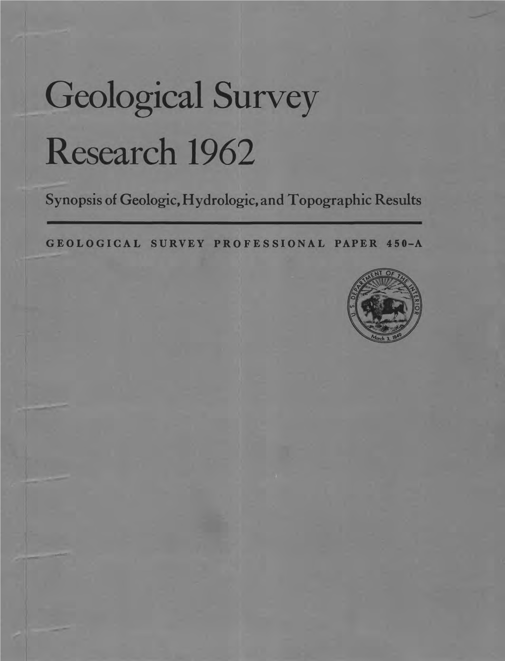 Geological Survey Research 1962