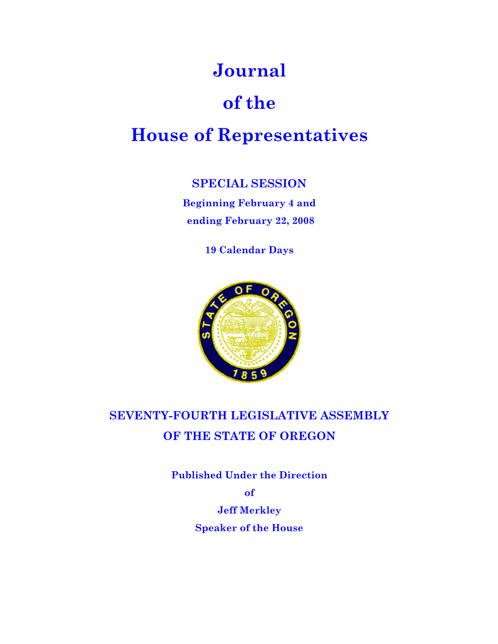 Journal of the House of Representatives