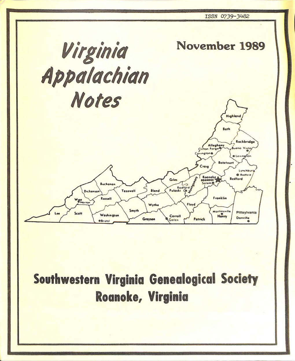 VIRGINIA APPALACHIAN NOTES (VAN ), Which I S Published in Feb, May , Aug and No V , and the Index