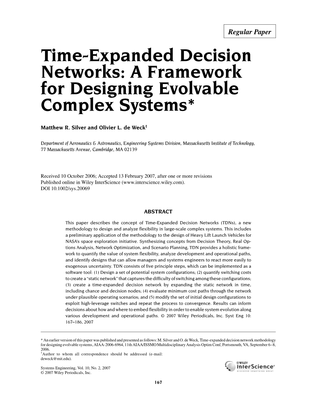 Time-Expanded Decision Networks: a Framework for Designing Evolvable Complex Systems*