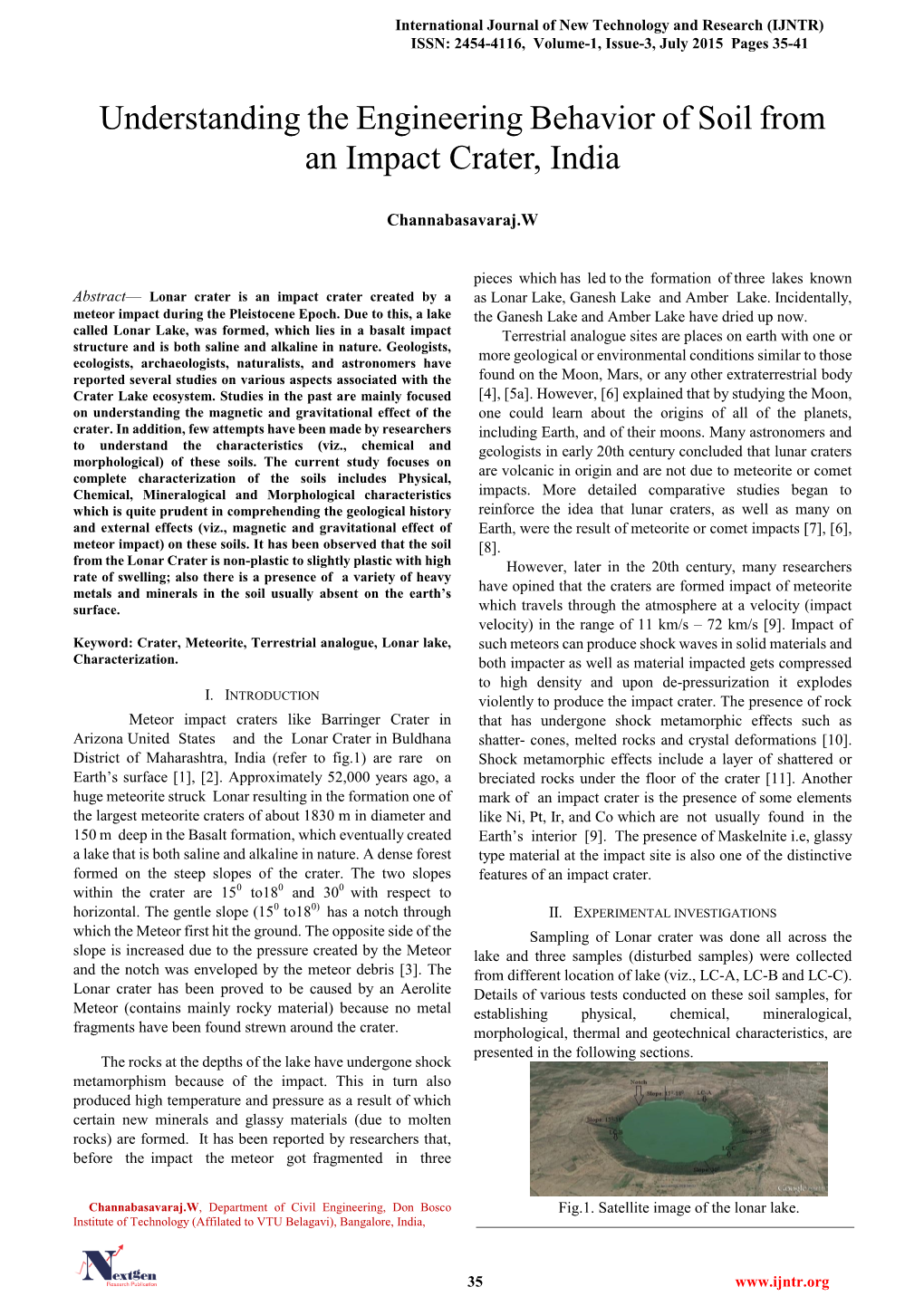 Understanding the Engineering Behavior of Soil from an Impact Crater, India