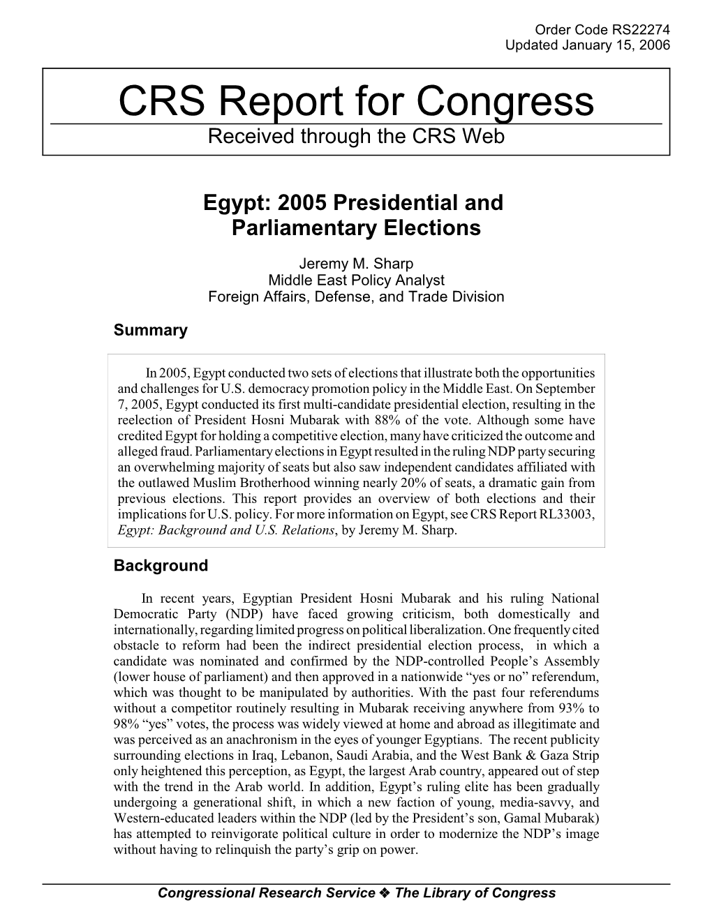 2005 Presidential and Parliamentary Elections