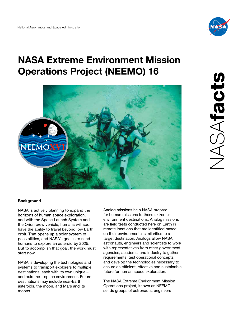 NASA Extreme Environment Mission Operations Project (NEEMO) 16