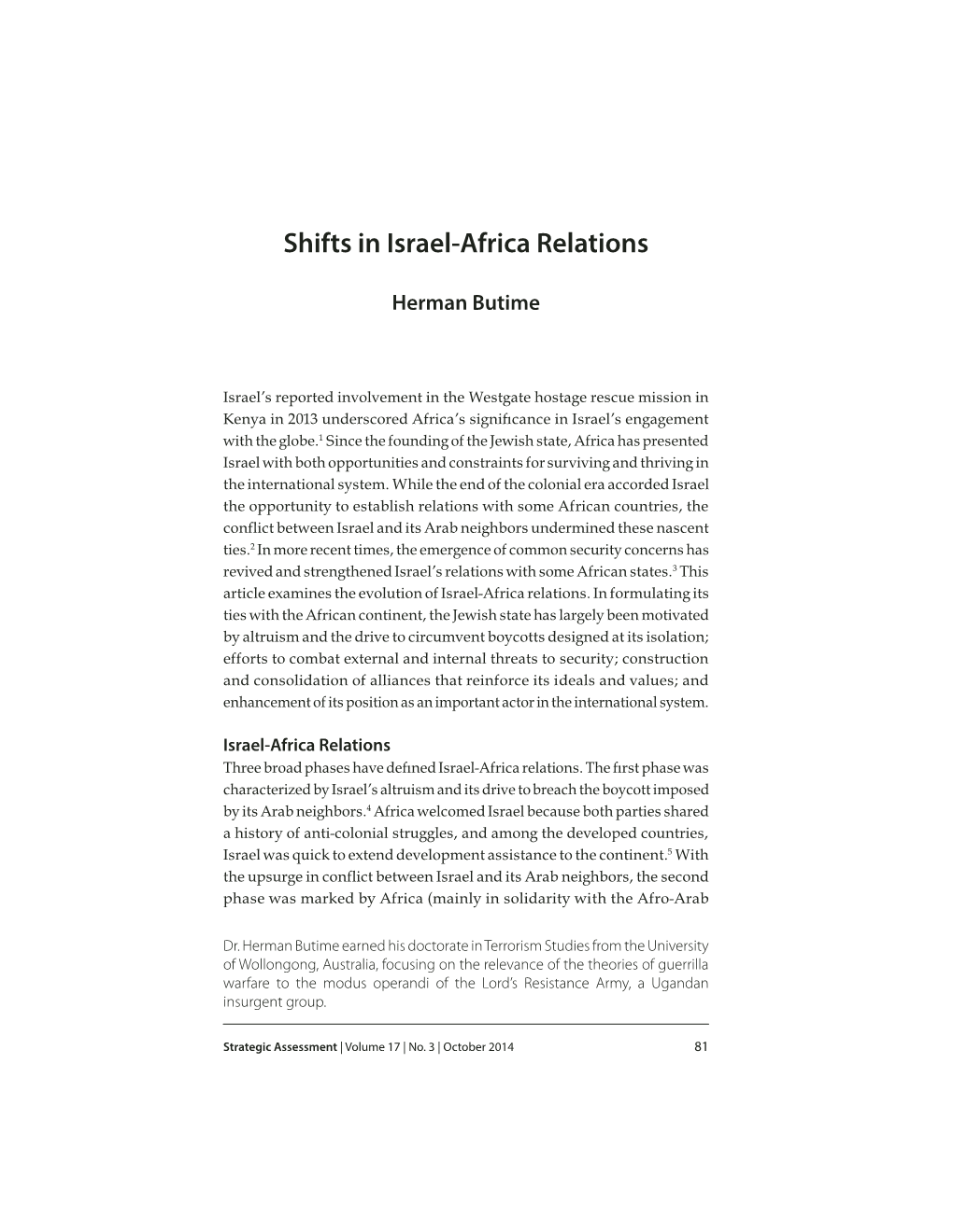 Shifts in Israel-Africa Relations