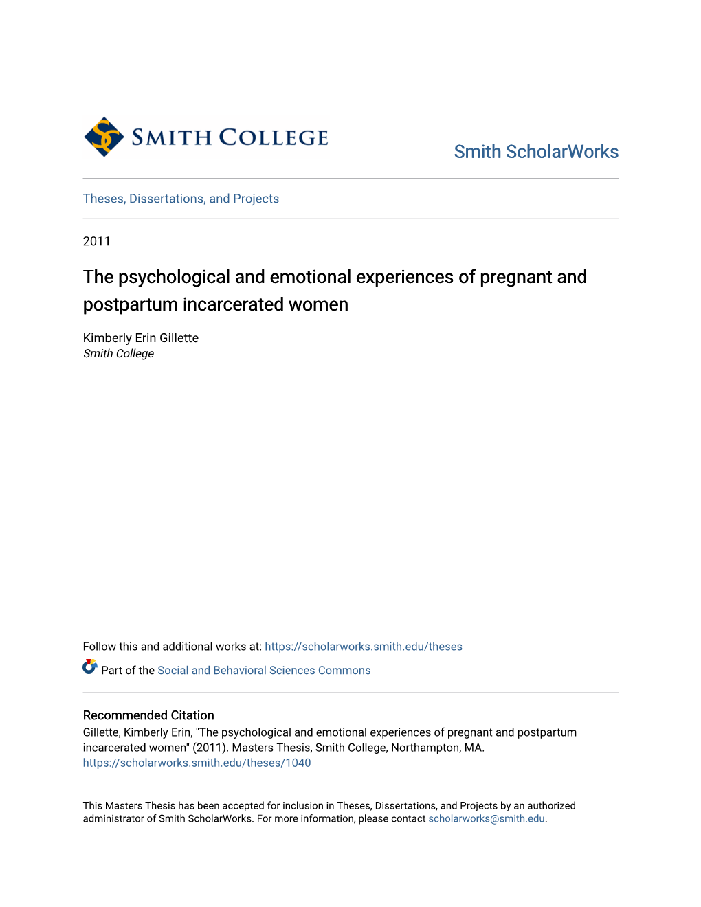 The Psychological and Emotional Experiences of Pregnant and Postpartum Incarcerated Women