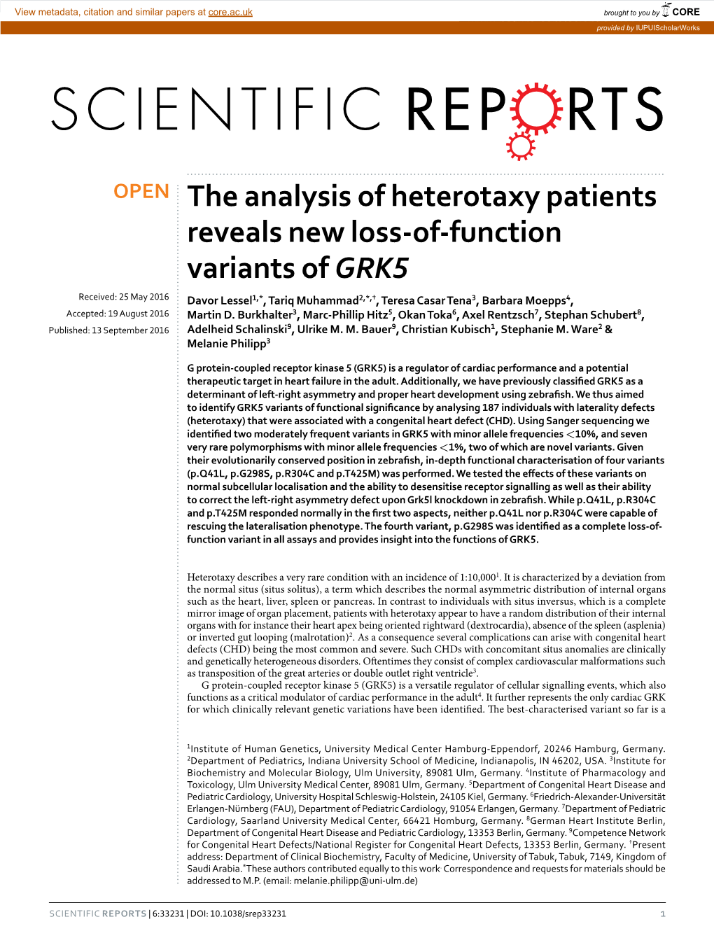 The Analysis of Heterotaxy Patients Reveals New Loss-Of-Function