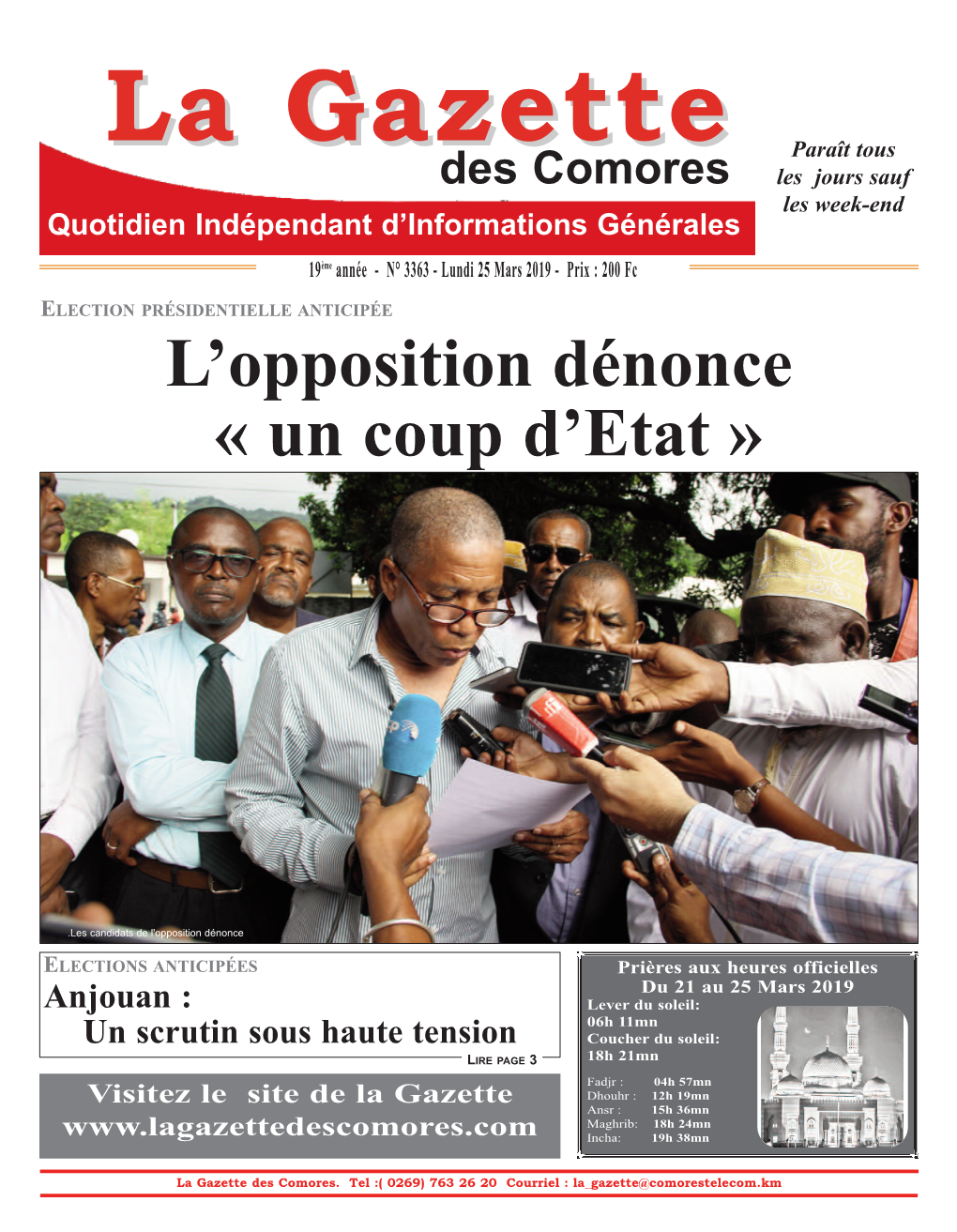 200 Fc ELECTIONS ANTICIPÉES Anjouan