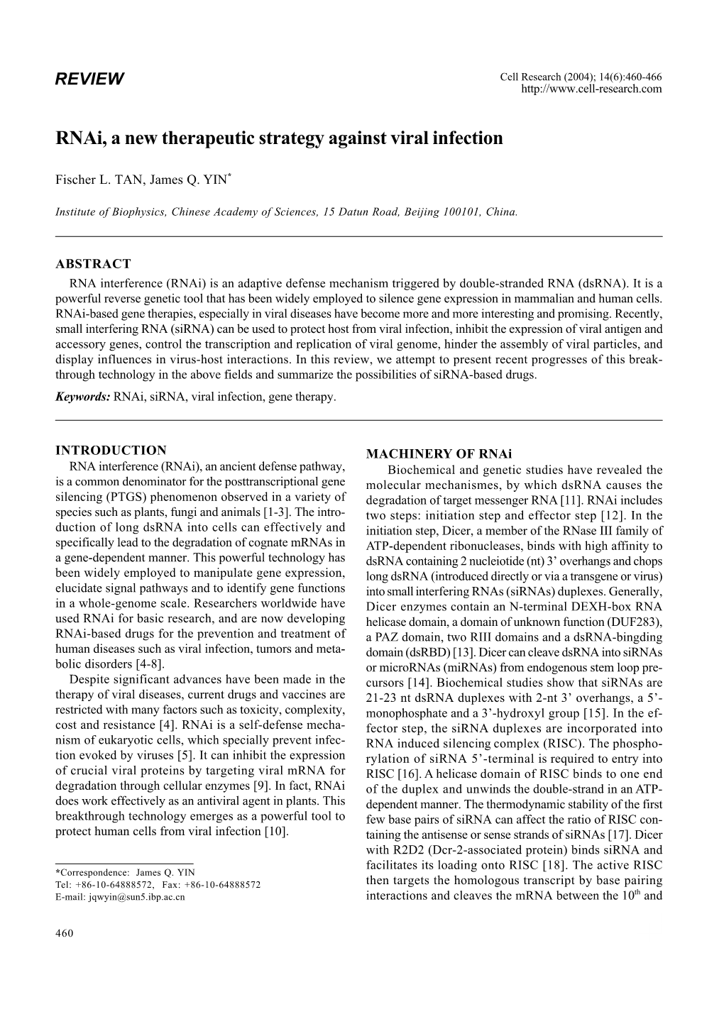 Rnai, a New Therapeutic Strategy Against Viral Infection