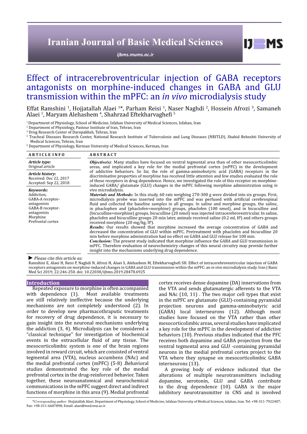 Effect of Intracerebroventricular Injection of GABA Receptors