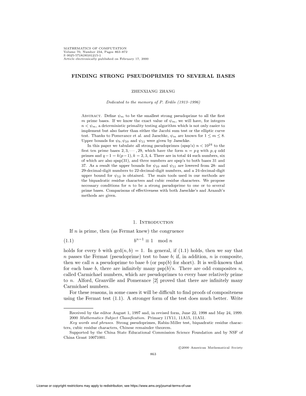 Finding Strong Pseudoprimes to Several Bases