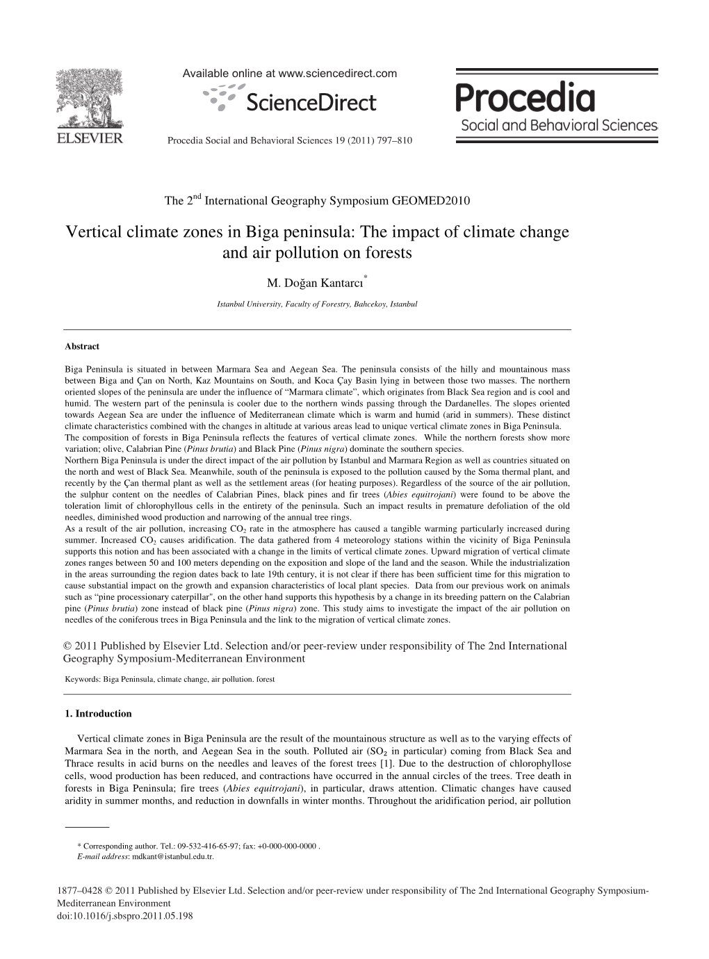 Vertical Climate Zones in Biga Peninsula: the Impact of Climate Change and Air Pollution on Forests