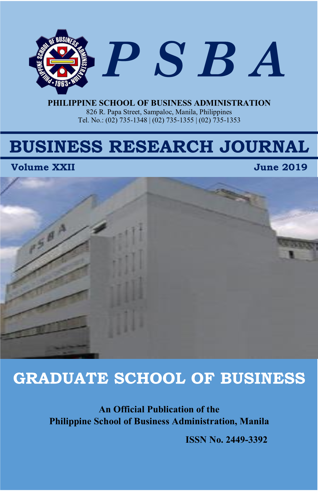 GSB Business Research Journal Vol. XXII