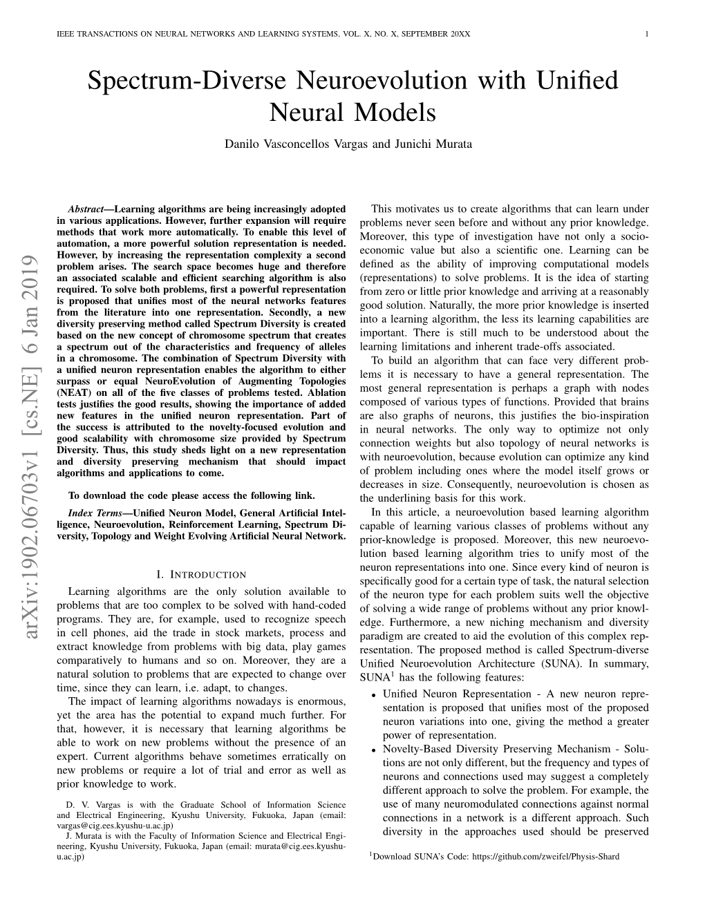 Spectrum-Diverse Neuroevolution with Unified Neural Models