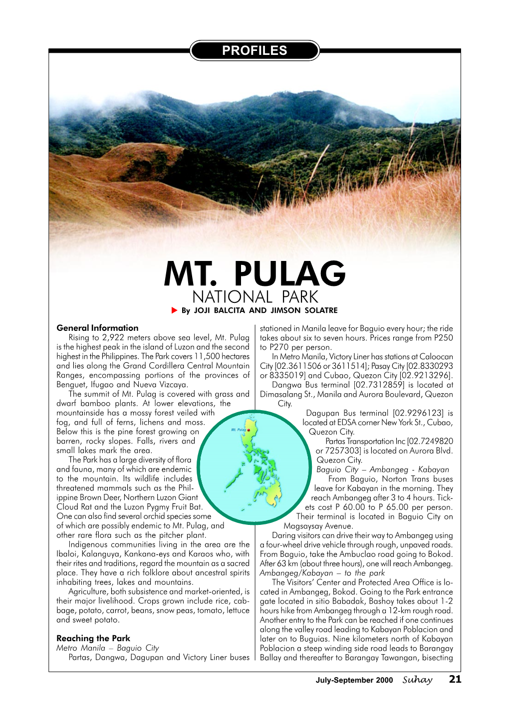 MT. PULAG NATIONAL PARK by JOJI BALCITA and JIMSON SOLATRE