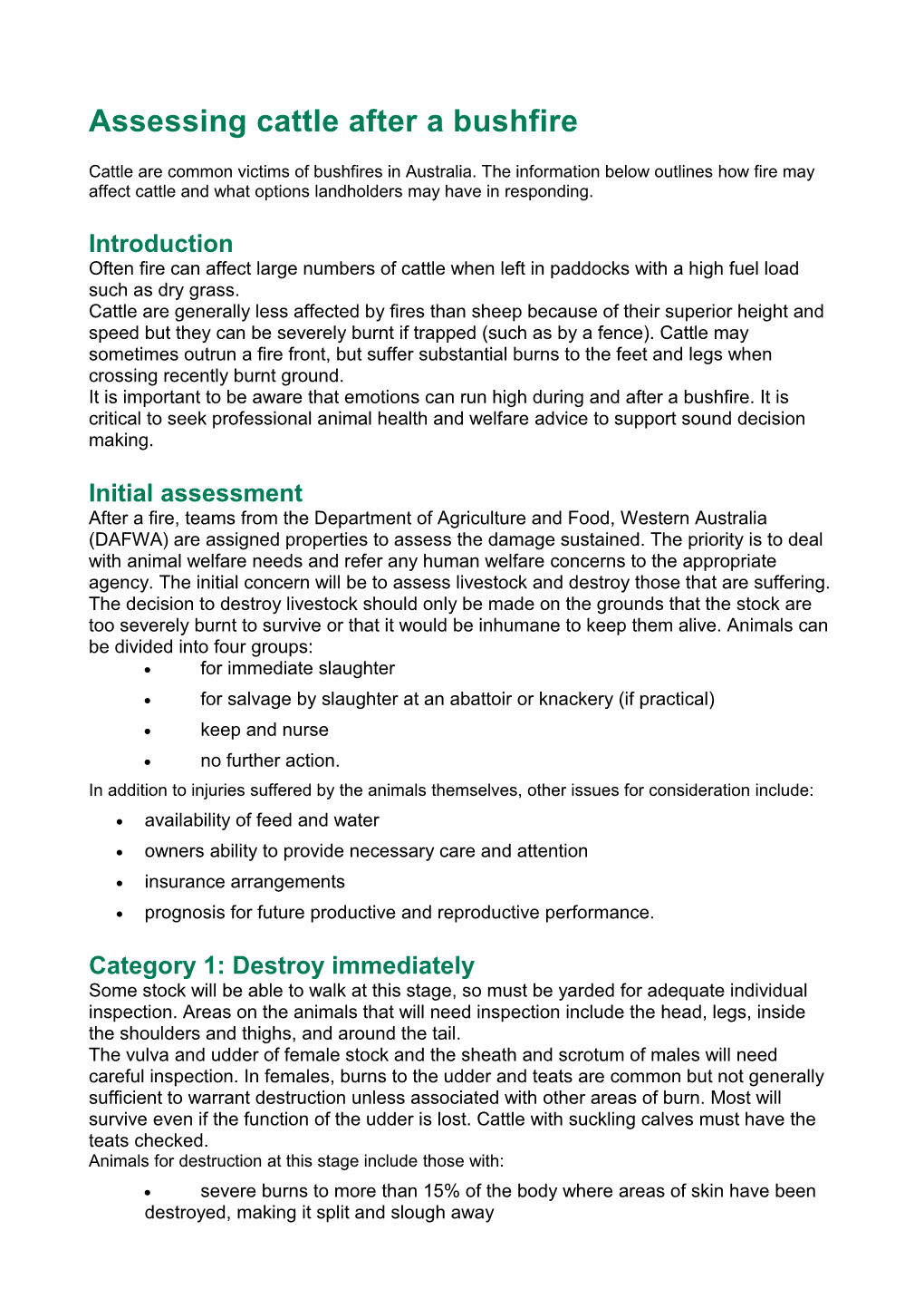 Assessing Cattle After a Bushfire