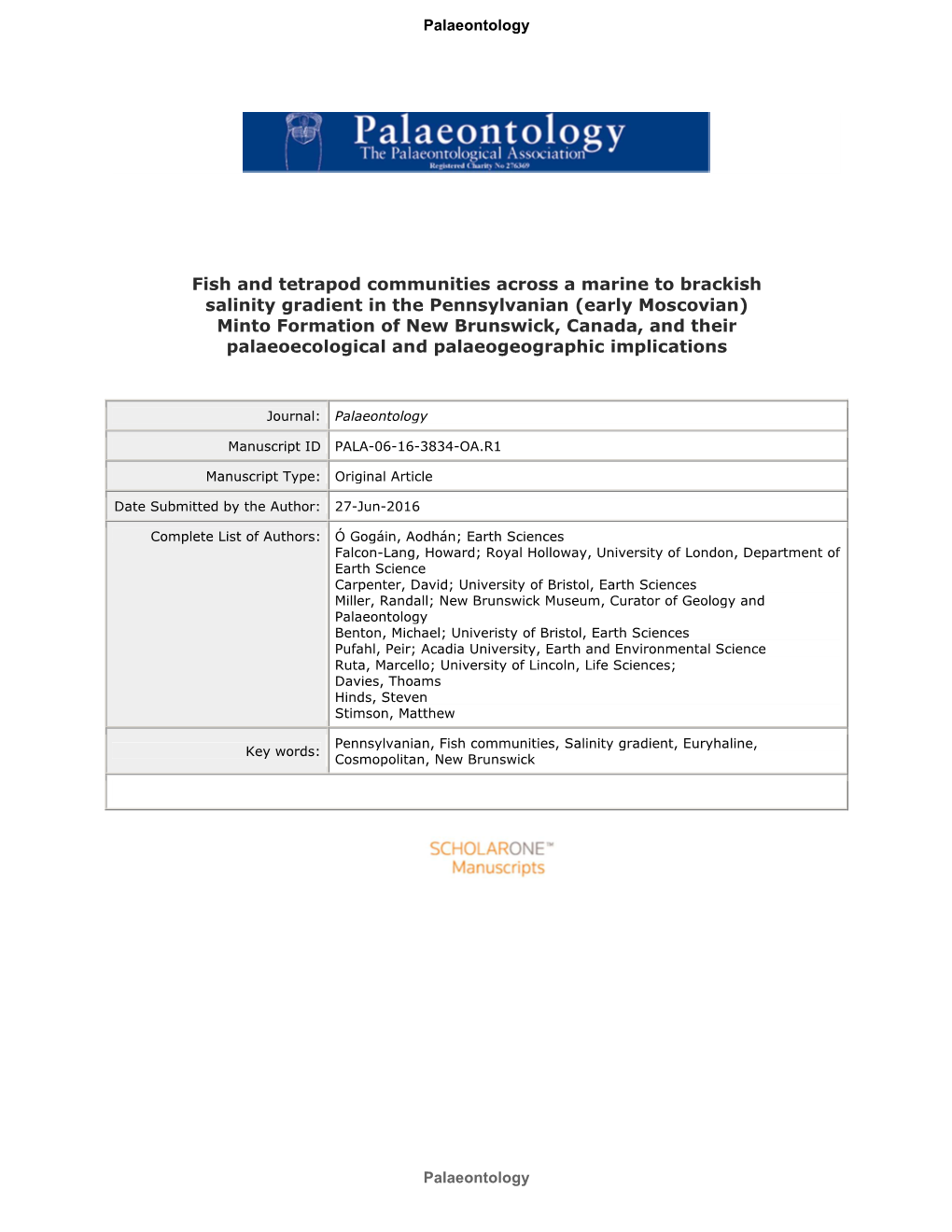 Fish and Tetrapod Communities Across a Marine to Brackish