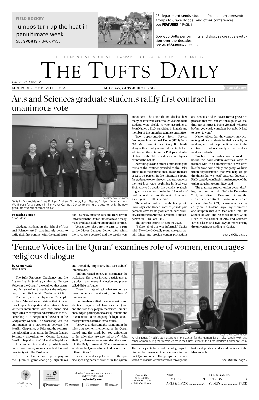 The Tufts Daily Volume Lxxvi, Issue 31