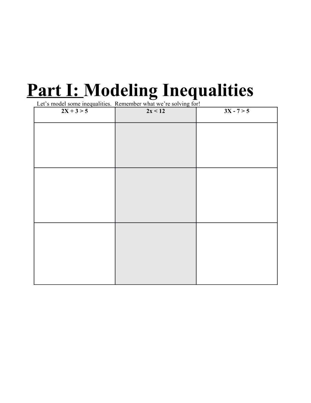 Part I: Modeling Inequalities