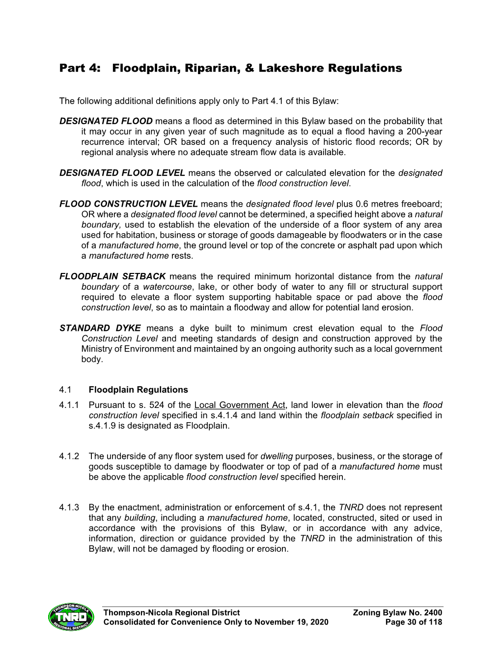 Part 4: Floodplain, Riparian, & Lakeshore Regulations