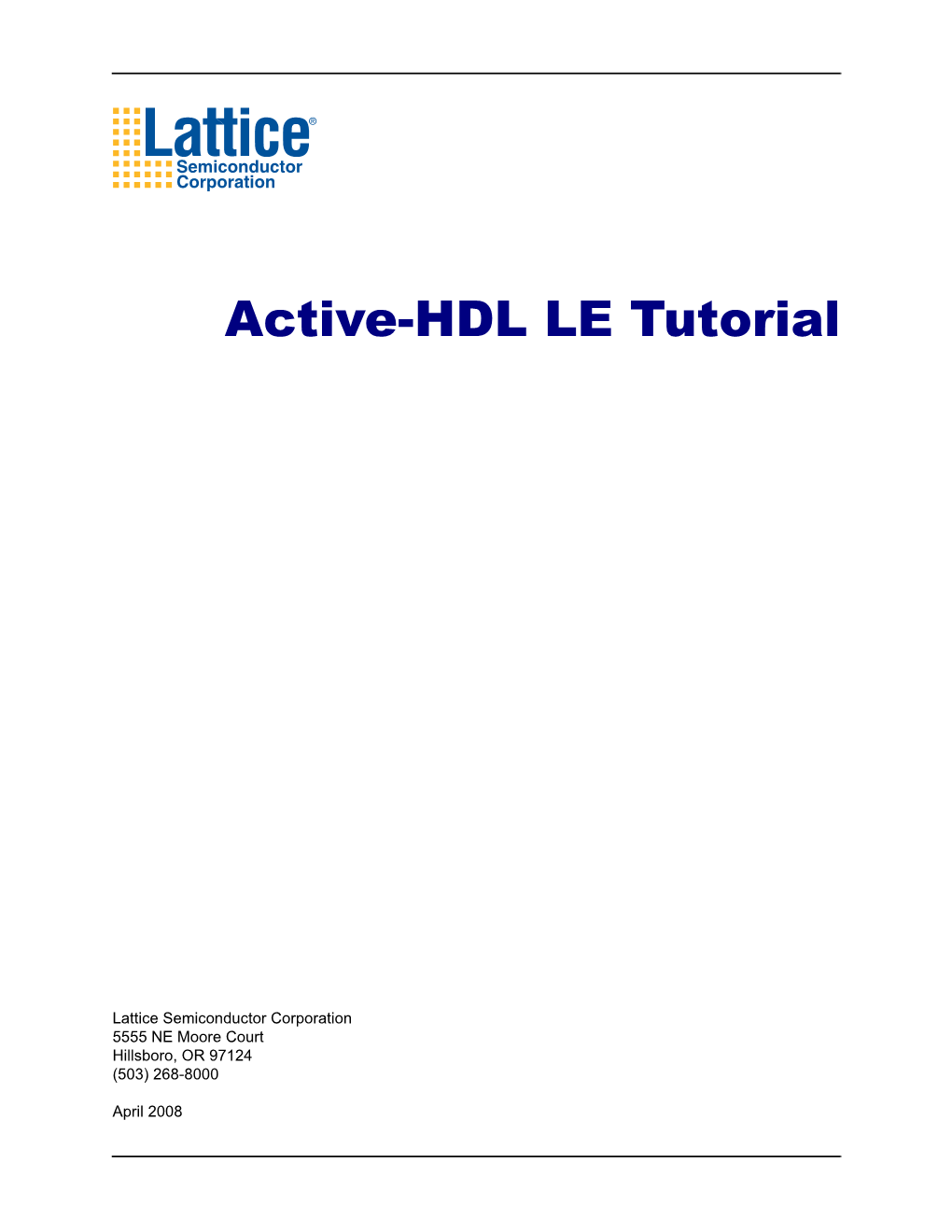 Active-HDL LE Tutorial