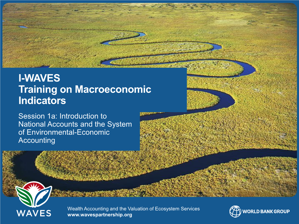 I-WAVES Training on Macroeconomic Indicators Session 1A: Introduction to National Accounts and the System of Environmental-Economic Accounting