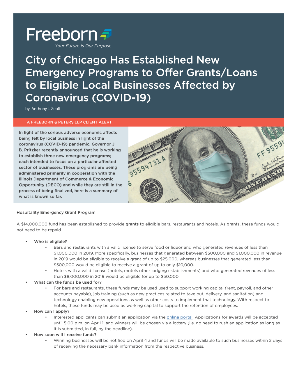 City of Chicago Has Established New Emergency Programs to Offer Grants/Loans to Eligible Local Businesses Affected By