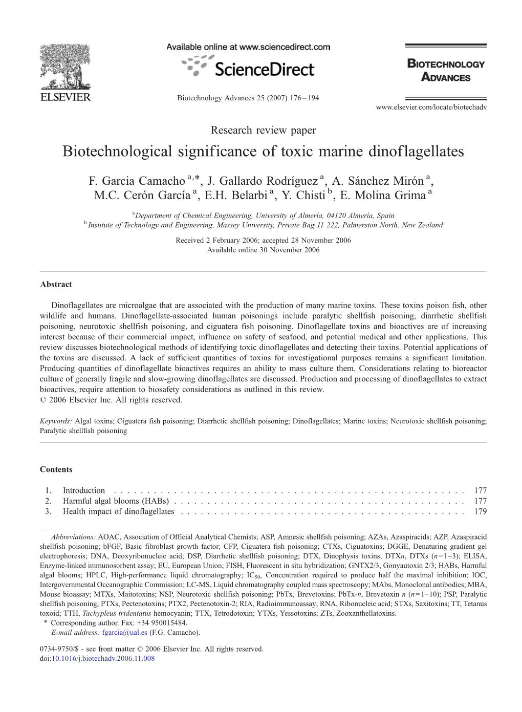 Biotechnological Significance of Toxic Marine Dinoflagellates ⁎ F