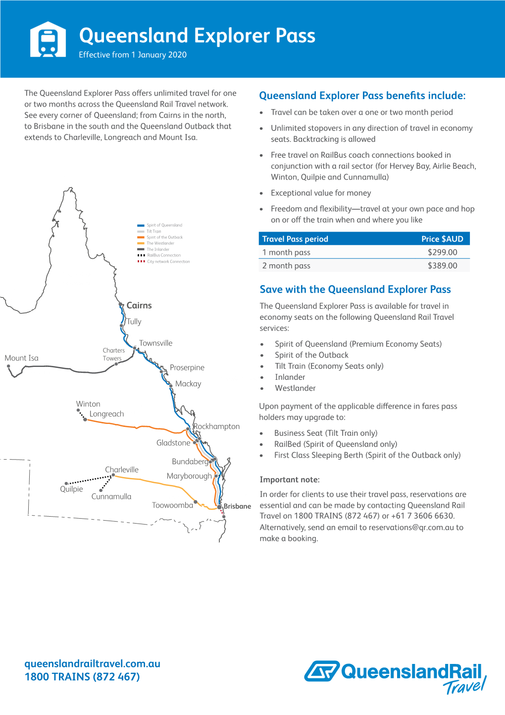 Queensland Explorer Pass Effective from 1 January 2020