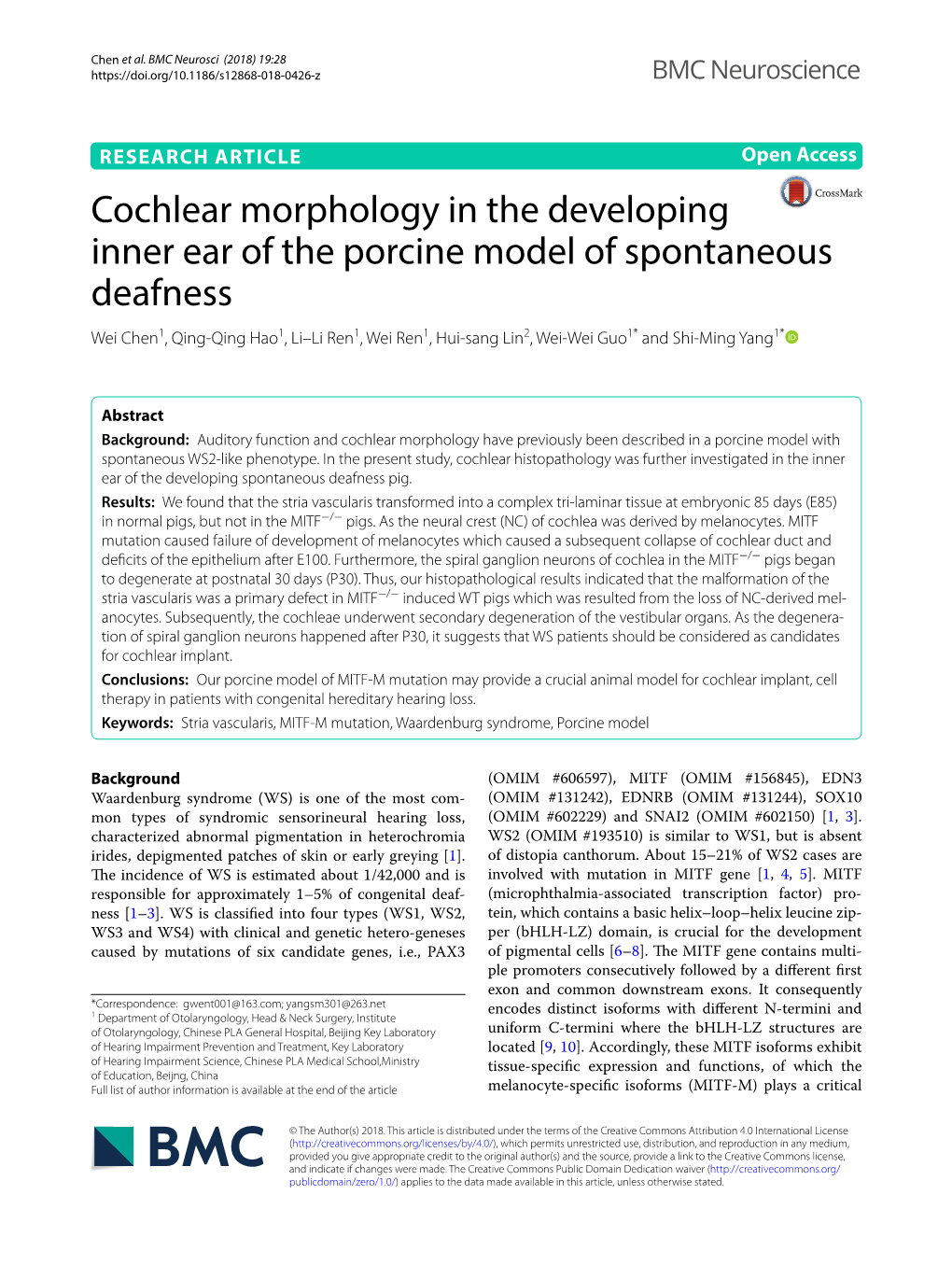 Cochlear Morphology in the Developing Inner Ear of the Porcine