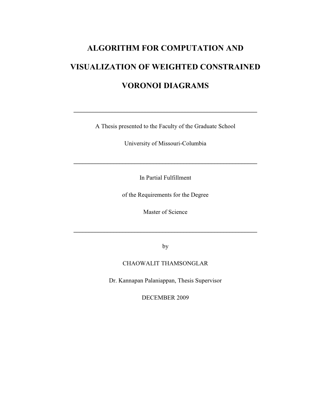 Algorithm for Computation and Visualization of Weighted