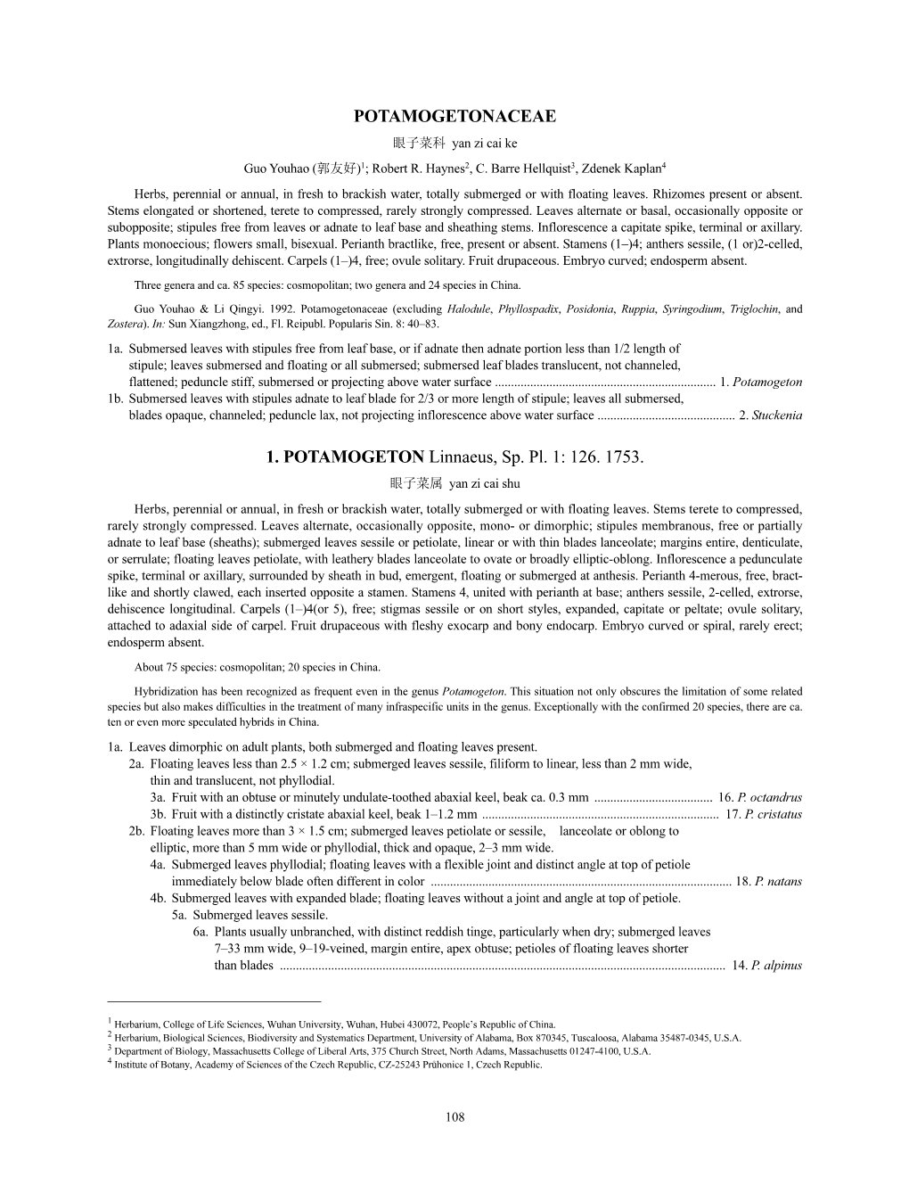 Potamogetonaceae (PDF)