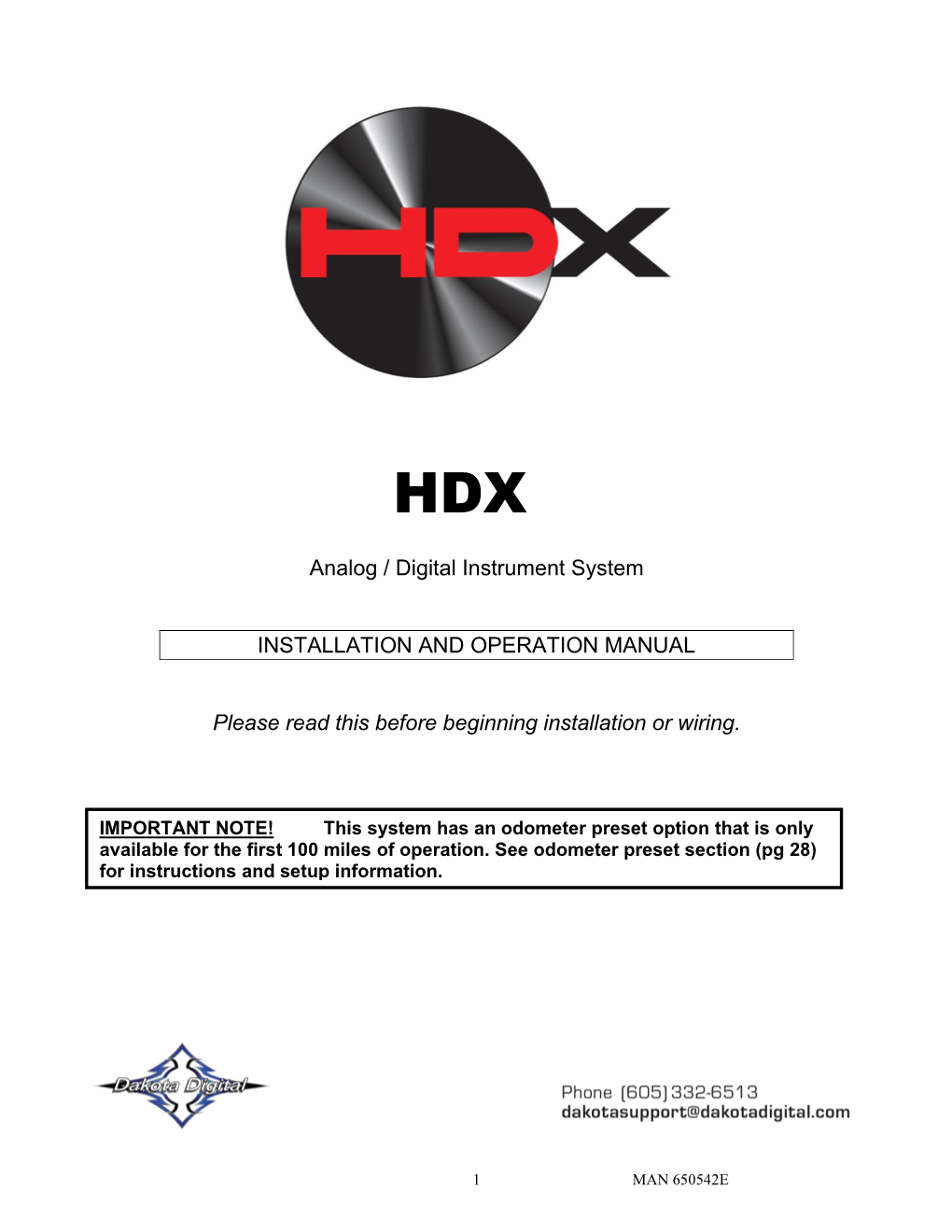 HDX: Wiring and Setup Manual