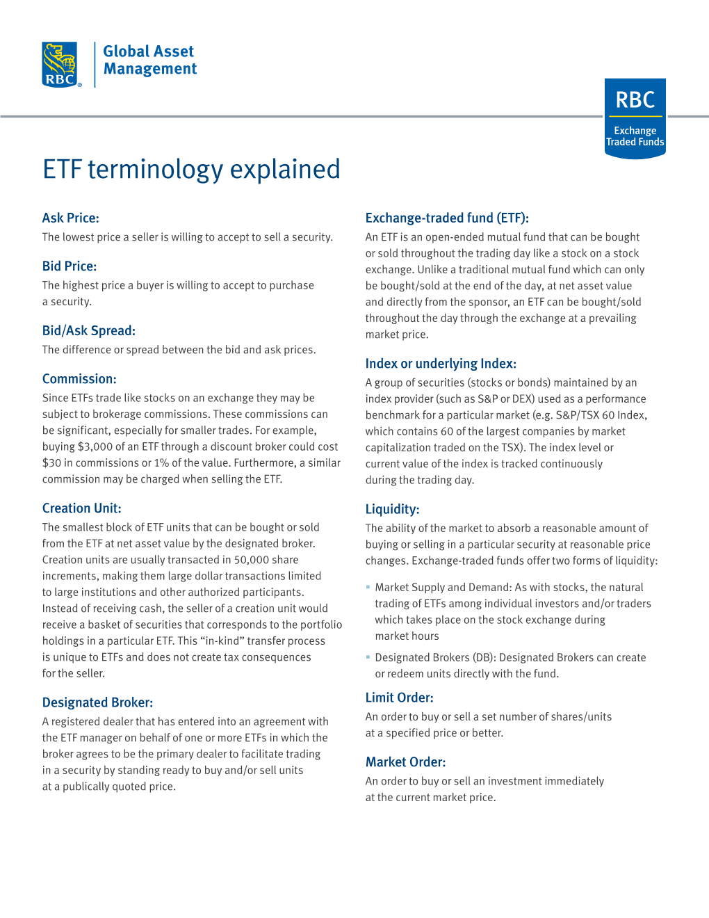 ETF Terminology Explained