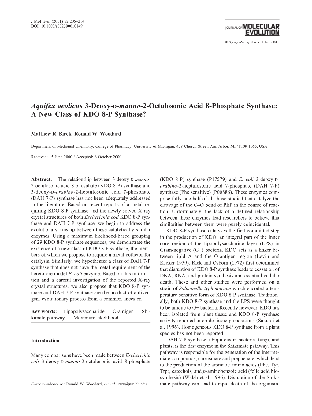 A New Class of KDO 8-P Synthase?